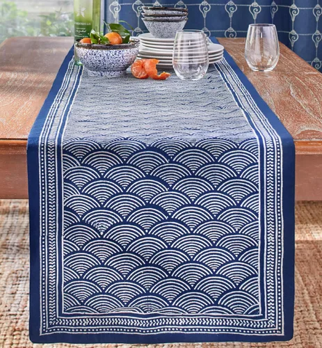 Vista 10 de Camino de mesa rosa – 18 x 120 pulgadas, centro de mesa de comedor impreso a mano 100% algodón lavable para decoración del hogar boho y granja
