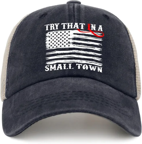 Vista 11 de Hat Try That in Small Towns Trucker Hat Men Funny Mesh Cap for Summer