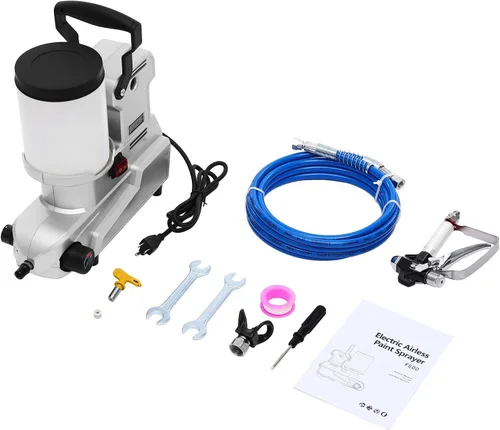 Vista 9 de Pulverizador de pintura sin aire, pulverizador de emulsión de pintura sin aire de 1600 W con manguera flexible de alto alcance y tolva de gran