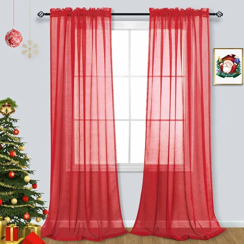 Vista 26 de Cortinas traslúcidas negras de 45 pulgadas de largo para ventanas de baño, juego de 2 paneles, cortinas de media ventana para cocina y dormitorio
