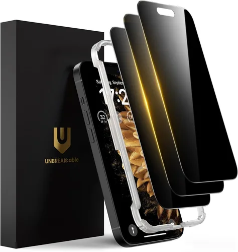 Vista 15 de UNBREAKcable Protector de pantalla de privacidad para iPhone 15-3 Pack