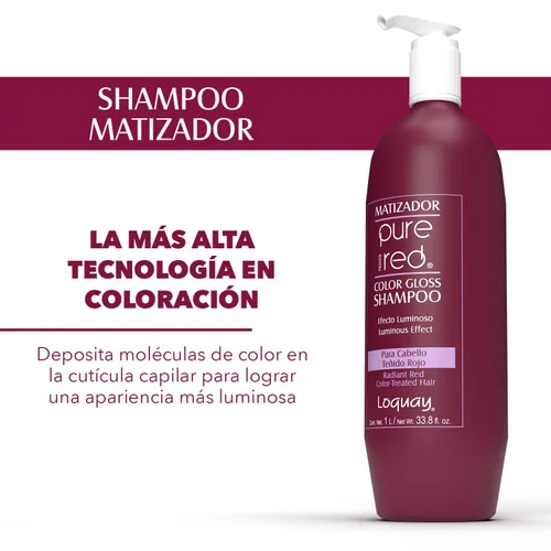Vista 4 de Loquay Primer color rojo puro brillo champú/efecto luminoso 33.8 oz