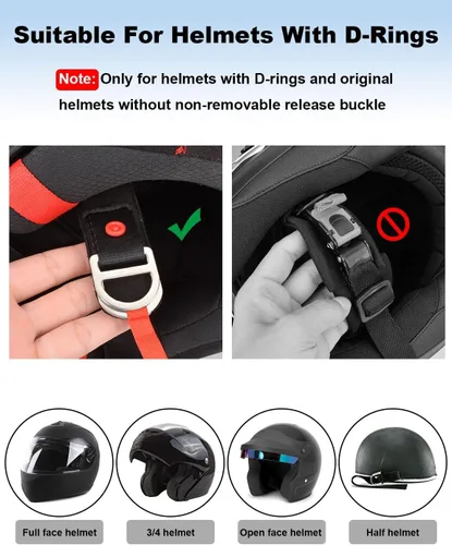 Vista 4 de Lamborsafe Kit de hebilla de liberación rápida para casco, clip de correa de barbilla para casco de motocicleta para cara completa, 3/4, medios