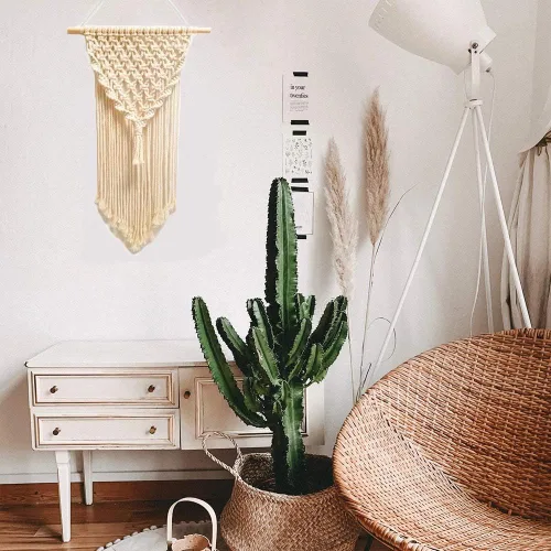 Vista 5 de RQWZBCHX Kit de macramé para colgar en la pared, 3 patrones de macramé para principiantes, decoración del hogar con cordón de macramé de 656.2 ft, 3