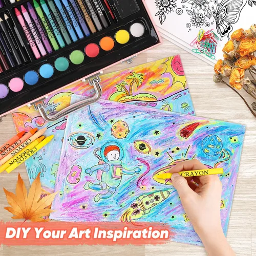 Vista 7 de Soucolor Suministros de Arte y Manualidades, Juego de Dibujo y Pintura de 183 Piezas para Niñas, Niños y Adolescentes, Kit de Arte para Colorear