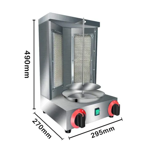 Vista 4 de Zz Pro Shawarma Doner Kebab Machine Gyro Grill con 2 quemadores verticales para cocina doméstica comercial