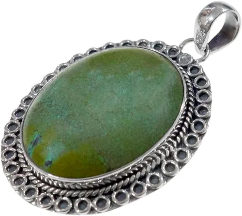 Vista 3 de Colgante de amuleto gitano tribal de turquesa tibetana natural para mujeres y hombres, joyería hecha a mano de plata de ley 925, Metal Gema, Turquesa