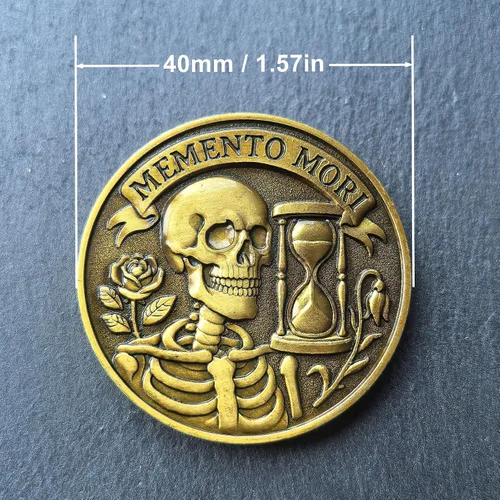 Vista 6 de Memento Mori Challenge Coin Carpe Diem Ficha de bolsillo Regalo motivacional