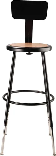Vista 4 de National Public Seating Taburete de acero ajustable de 24" con respaldo, negro (6224HB-10)