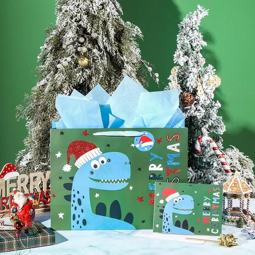 Vista 2 de Loveinside Bolsas de regalo de Navidad con tarjeta de felicitación, etiqueta de regalo y papel de seda para Navidad, vacaciones y fiestas, y más, 16