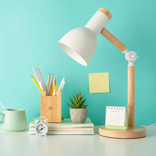 Vista 7 de himmel Lámpara de mesa, lámpara de mesa de madera ajustable, lámpara de escritorio para niños, para dormitorio, sala de estar, base E27