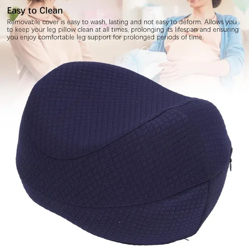 Vista 3 de Between Legs - Almohada lateral de espuma viscoelástica para la rodilla, funda extraíble, lavable, para dormir, para embarazo, ciática (azul marino)