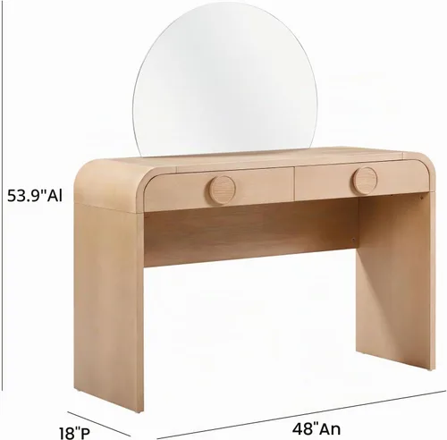 Vista 8 de TOV Furniture Moonrise - Escritorio de tocador con 2 cajones de ceniza natural