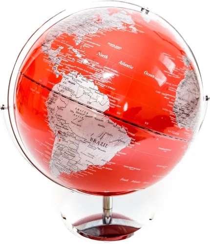 Vista 3 de Globo rojo y plateado del mundo 5