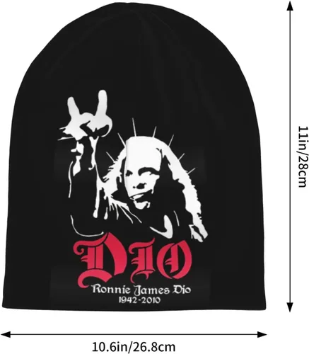 Vista 3 de Ronnie Rock James Dio - Gorro de punto para hombre y mujer, color negro, Negro