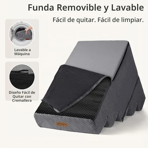 Vista 8 de Aodisman Escaleras para perros para cama o sofá, escaleras para mascotas de Gris