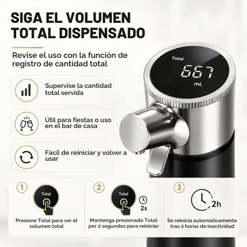 Vista 6 de Dispensador eléctrico de licor y vino 6 en 1 con aireador