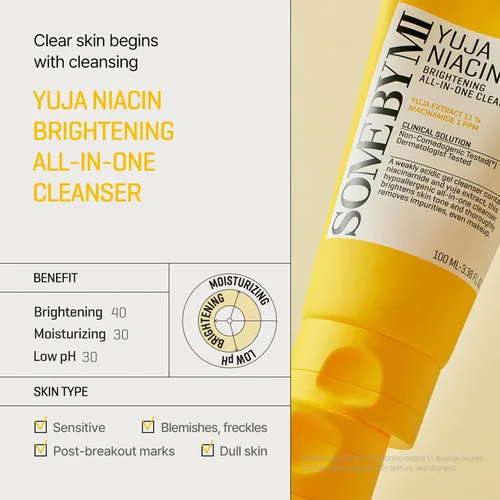 Vista 3 de SOME BY MI Yuja Niacin Brightening All in One Cleanser - 3.38 onzas, 3.4 fl oz - Lavado facial diario suave para piel de aspecto aburrido - Fórmula