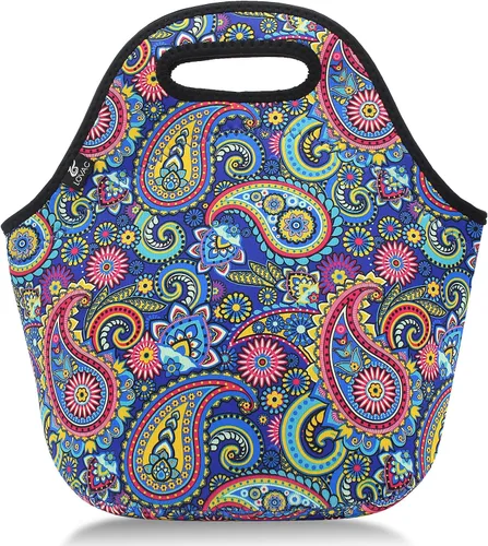 Vista 12 de LOVAC Lonchera de neopreno para hombres, bolsa de almuerzo aislada, duradera e impermeable, reutilizable, suave y ligera (negro)