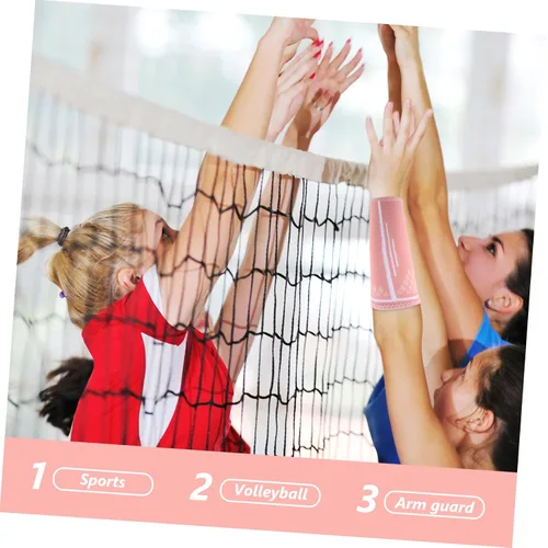 Vista 9 de 1 par de muñequeras de voleibol deportivas elásticas para mujer, manga acolchada para el codo para mujer, mangas de compresión cómodas