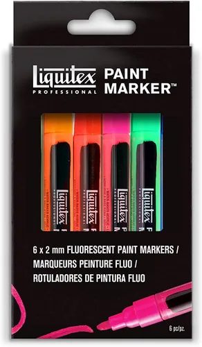 Vista 9 de Liquitex, set de 6 marcadores anchos para pintura profesional. Fine Art Pigments, Precise Control, Highly Lightfast, Satin Finish, Range of