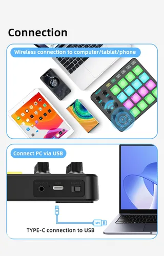 Vista 6 de Controlador inalámbrico MIDI Pads, USB portátil Bluetooth con 16 tambor Negro