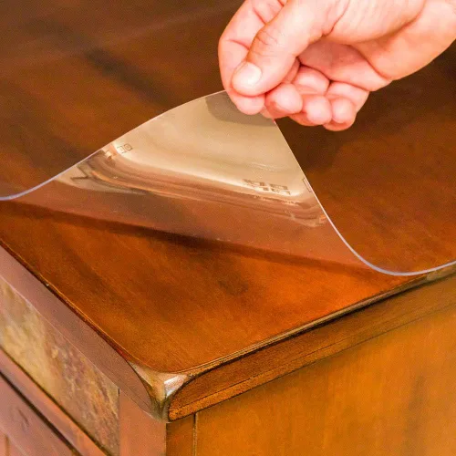 Vista 3 de Restaurantware-Table Tek 36 x 24 Inch Table Top Protector, 1 Rectangle PVC Protector - 1.5mm Thick, Waterproof, Clear Plastic Dining Cover