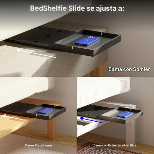 Vista 3 de BedShelfie - Estante de cabecera para dormitorio con litera y litera superior, elementos esenciales para dormitorio universitario, cadí de cabecera