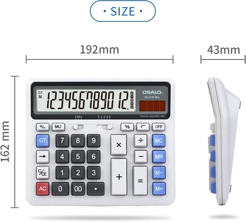 Vista 3 de Calculadora de escritorio, pantalla LCD extra grande, botón de computadora, calculadora de contabilidad de 12 dígitos (OS-2135 Pro-2Pcs)