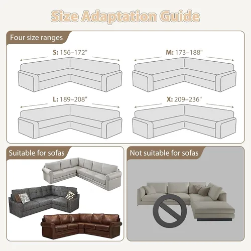 Vista 10 de Fundas para sofá seccional en forma de L de 1 pieza, fundas de esquina elásticas para sofá, funda de sofá antideslizante, lavable, fundas de sofá