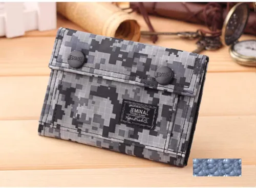 Vista 2 de Cartera de camuflaje triple para hombres casual del ejército clásico de lona organizador con cremallera monedero titular de la tarjeta de crédito