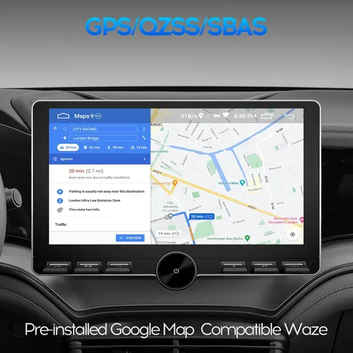 Vista 8 de 10" IPS QLED 1080P Full Touch 2+32G Doble DIN Radio de Coche Audio Video Receptores Estéreo con Apple CarPlay Android Auto Cámara de Visión Trasera