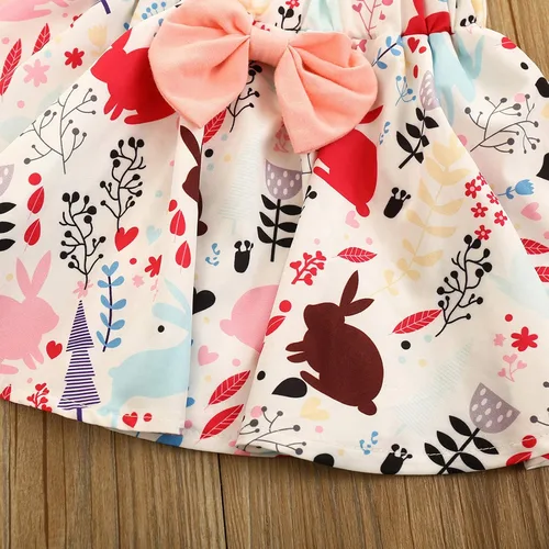 Vista 7 de AIMAOMI Conjunto de falda de conejo con tirantes y mangas con volantes para niñas pequeñas