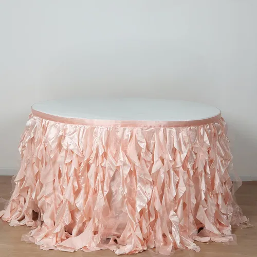 Vista 11 de Efavormart - Falda de mesa de tafetán de sauce rizado de 14 pies para cocina, comedor, catering, boda, fiesta de cumpleaños, eventos, color rosa