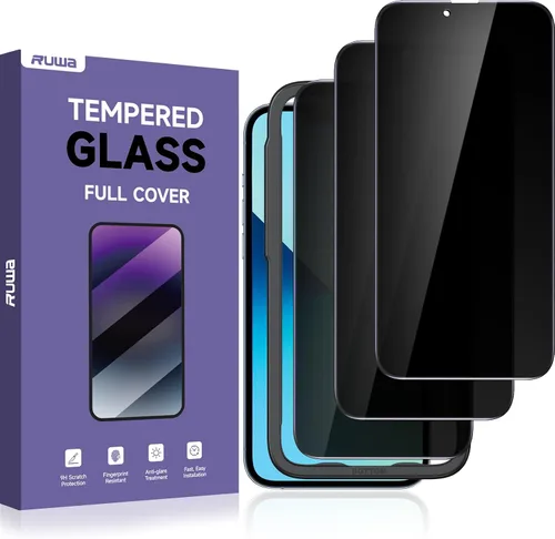 Vista 10 de Protector de pantalla de privacidad Ruwa para iPhone 14 Pro Max [Pack de 3] [17 cm] Película de vidrio templado para pantalla con marco