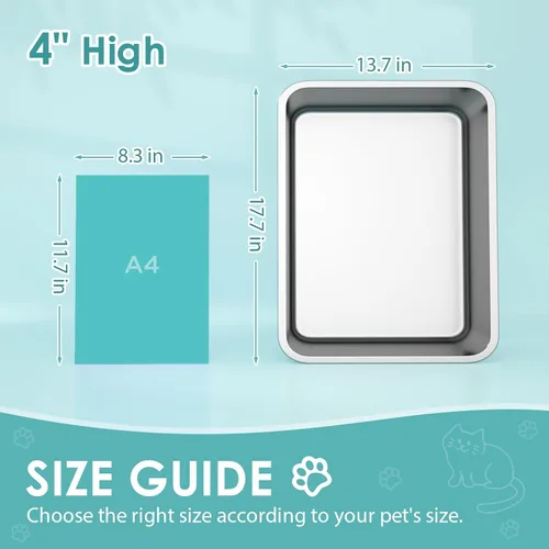 Vista 3 de IKITCHEN Caja de arena de acero inoxidable para gatos, bandeja de arena de metal grande para gatos, caja de arena para gatos nunca absorbe olores
