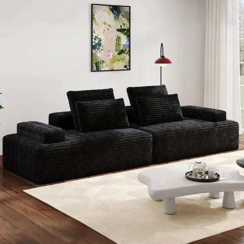 Vista 34 de Sofás modulares de pana otomana de 28.74 pulgadas para sala de estar, taburetes de sofá sin hueso, no requiere montaje, sofá profundo en una caja