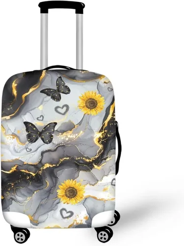 Vista 34 de COEQINE Funda para equipaje de viaje, protector de maleta, funda de equipaje lavable, tamaño S-XL (18-32 pulgadas), Blue Capy Bara Swim, L