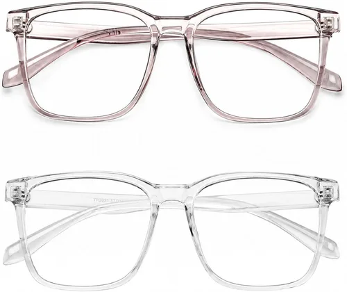 Vista 8 de TEAPLMTT - Lentes de bloqueo de luz azul, anteojos de computadora cuadrados grandes, anti luz azul para mujeres y hombres