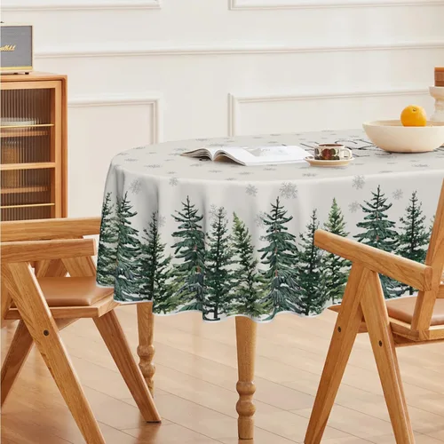 Vista 31 de Horaldaily Mantel de Navidad rectangular de 52 x 70 pulgadas con árboles de Beige
