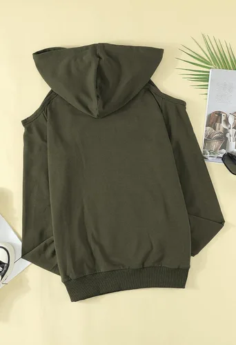 Vista 6 de Cutiefox - Sudaderas con capucha para mujer, casuales, de manga larga, con cordón de ajuste, sin botones y con bolsillos