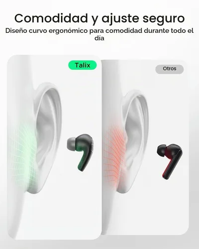 Vista 5 de Auriculares con cancelación de ruido T30 con soporte para teléfono, graves intensos, 4 micrófonos, auriculares inalámbricos Bluetooth 6.0 in, tiempo