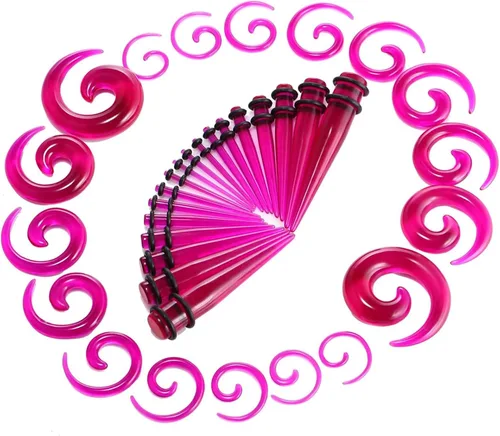 Vista 7 de Yiju Juego de 36 piezas de estiramiento de oídos, tapones de acrílico en espiral para mujeres y hombres, Acrílico, no disponible