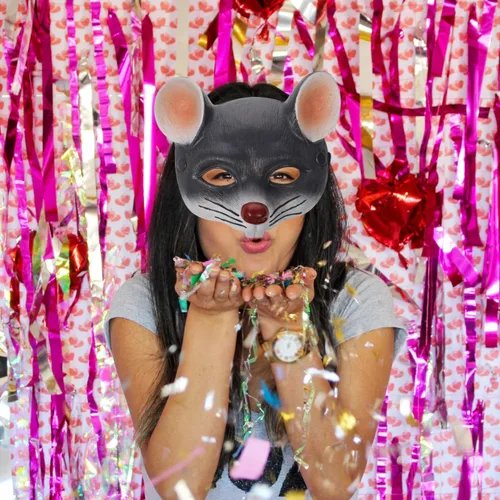 Vista 9 de NOLITOY Máscaras de cabeza de rata para adultos, máscaras de animales para disfraz de Halloween, accesorios de fiesta, máscaras faciales grises