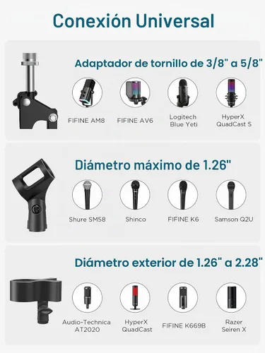 Vista 7 de InnoGear Soporte de micrófono de escritorio, brazo articulado aéreo giratorio 360° para micrófono con elevación alta para Blue Yeti Snowball HyperX
