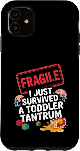 Vista 8 de Fragile I Survived a Toddler Tantrum Funny Parent Graphic Case for iPhone 16