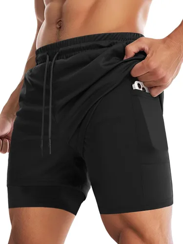 Vista 9 de Aolesy Pantalones cortos de gimnasio para hombre con forro de 5, 7, 9 pulgadas, ligeros, pantalones cortos de malla para entrenamiento, atléticos