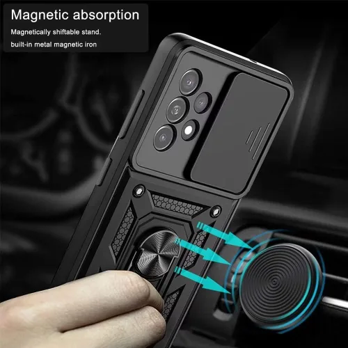 Vista 4 de Funda para Galaxy A20S, Galaxy A20S, funda de TPU de grado militar + PC, [soporte integrado] diseño de doble capa resistente funda de protección