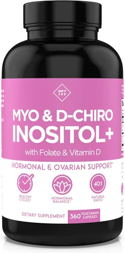 Vista 7 de Optify Suplemento de mio-inositol y D-Chiro inositol para mujeres - Proporción 40:1 más folato y vitamina D - Apoya el equilibrio hormonal