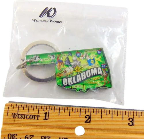 Vista 2 de State of Oklahoma - Llavero acrílico para recuerdo, estilo retro, mapa, regalo, 2 pulgadas